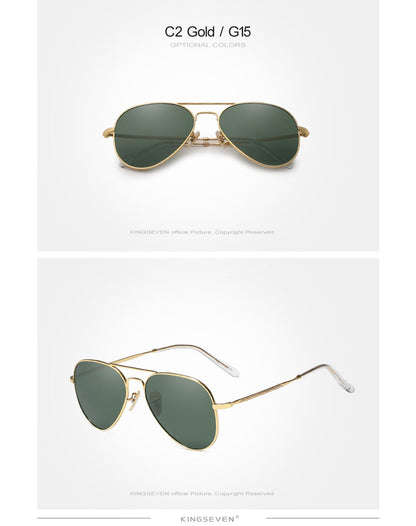 KINGSEVEN Pilot Alloy Men‘s Sunglasses Polarization UV400 Anti-reflection Full Frame Parsnip Glasses Women Retro Luxury Eyewear