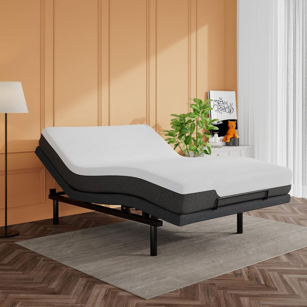 CERLIN Electric Adjustable Bed Base, Ergonomic Upholstered Full Size Bed Frame with Upgraded Motors and Wireless Remote Control