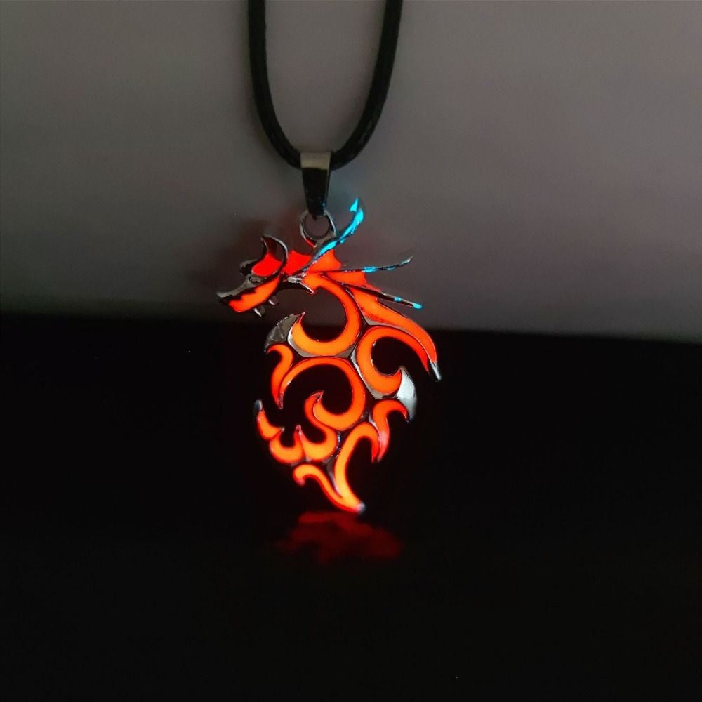Colar Pingente Dragão Que Brilha No Escuro Amuleto Dragão Luminoso De Pedra Da Lua Presente De Colar Que Brilha No Escuro Vintage Punk Para Homens E Meninos