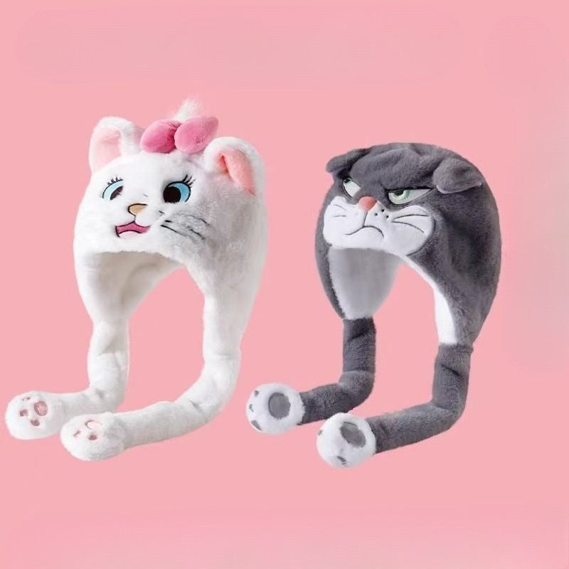 Novo Chapéu de Gato Marie da Disney Lúcifer Criativo Anime de Alto Valor Secundário Inverno Engrossado Quente Proteção de Orelha Integrado Boné Cachecol