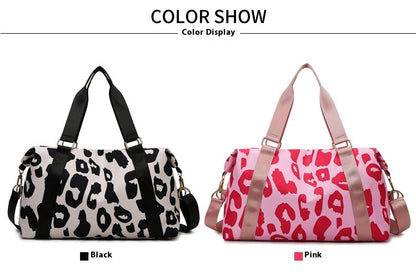 Large Capacity Travel Bag Wet Dry Shoulder Luggage Handbag Leisure Sports Fitness Bag Leopard Print Beach Bags Women's Backpack