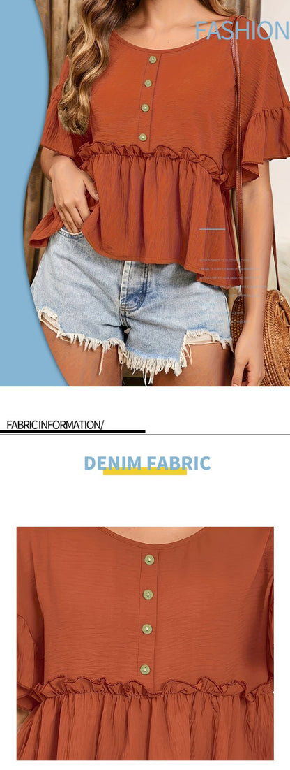 Light brown Women's plus size shirt summer chic elegant shirt casual women's fashionable shirt Light brown