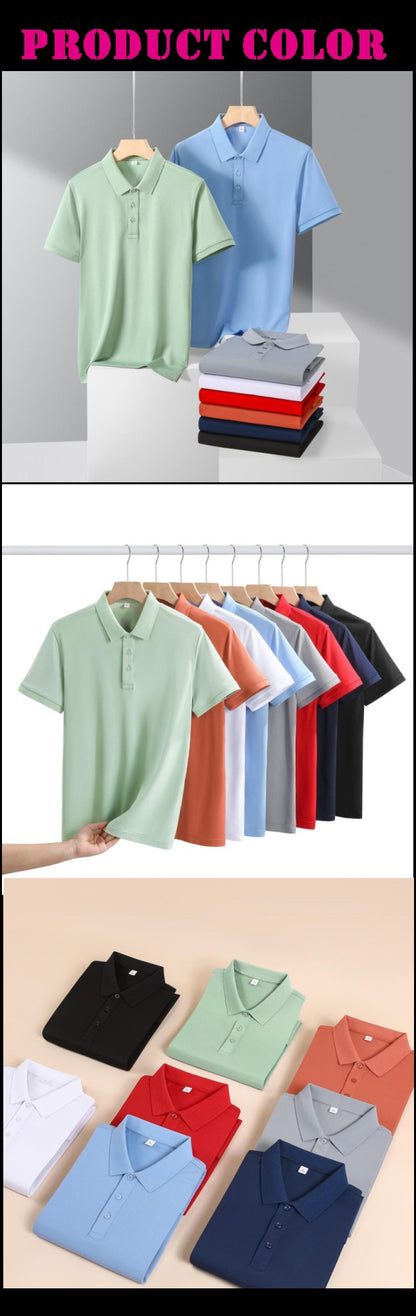 Solid color cotton breathable men's and women's polo shirts, T-shirts, printed logos, embroidered summer workwear, short sleeves