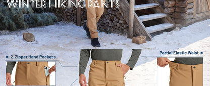 Calça Masculina de Inverno para Caminhada TACVASEN Forrada com Fleece, Impermeável, Softshell, para Esqui na Neve, Isolada, Cargo de Trabalho com 6 Bolsos com Zíper