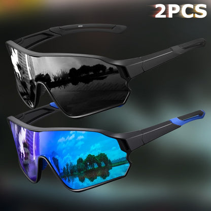 2 Pack Unisex Sports Sunglasses for Cycling, Fishing, Driving, Hiking - UV400 Protection Outdoor Eyewear