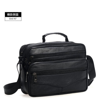 Men Genuine Leather Shoulder Bag Male Cowhide Leather Handbags Men's Large Zipper Messenger Bag Travel Tablet Bag Tote