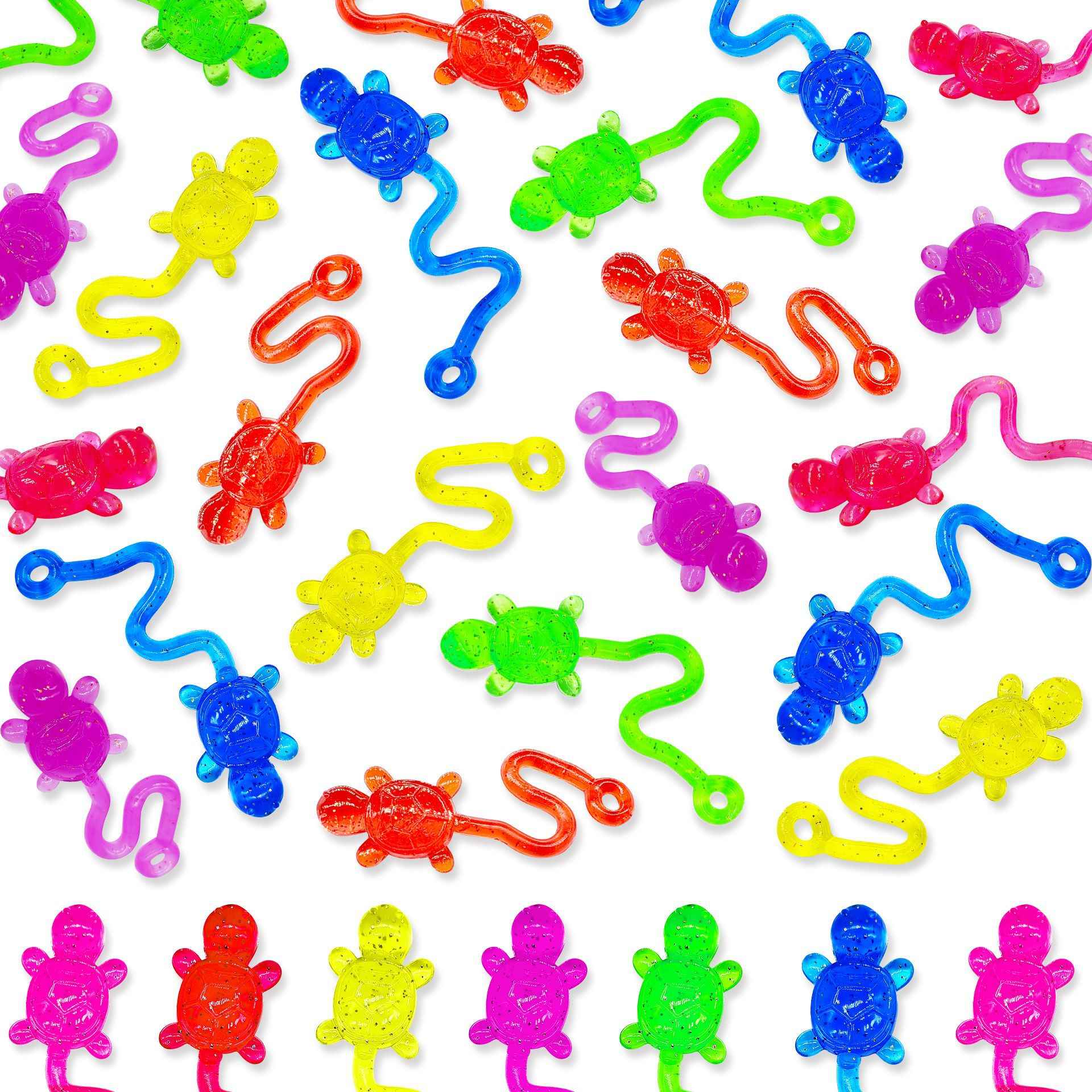 10-30 Pcs Kids Rainbow Colored Sticky Retractable Turtle Stress Relieving Toy Boys Girls Of Reward Gift Birthday Party Favors