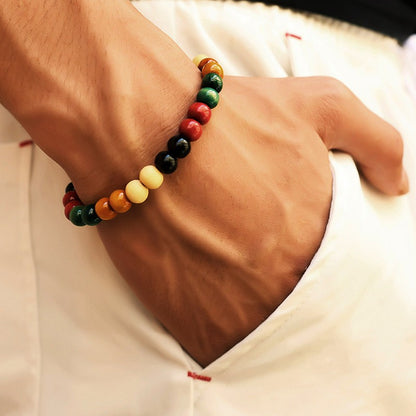 Pulseira de Pedra Vulcânica para Homens Lava Madeira 8mm Contas Pulseira Buda Tibetano Corrente de Pulso Feminina Masculina Jóias Presente Novas Pulseiras