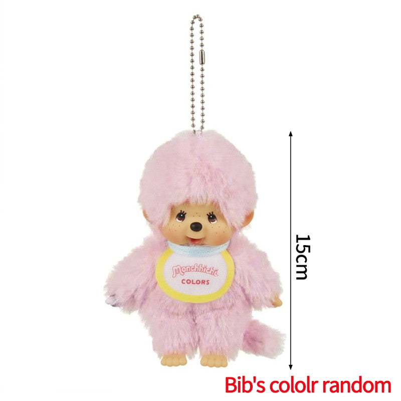 Kawaii Monchichi Doll Figure Keychain Furry Chimutan Monchhichi Figurines Hanger Pendant Bags Charm Accessories Small Gift