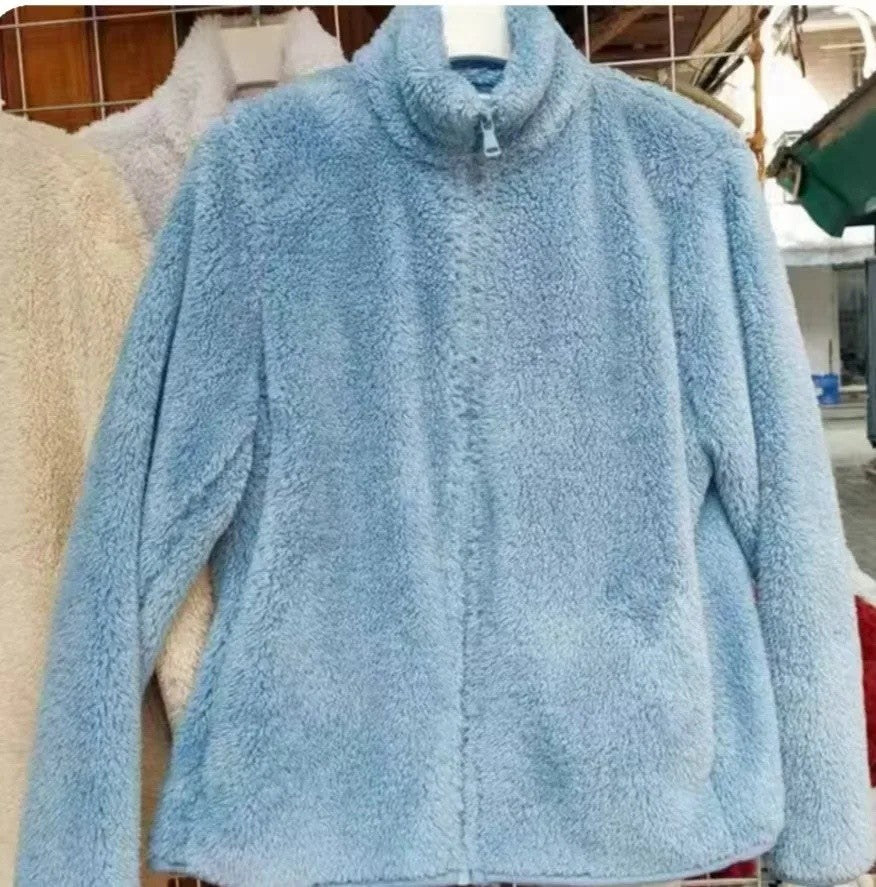 Autumn Winter Women's Long Velvet Fleece Zipper Sleeve Coat Warm Coral Fleece Jacket Full Length Outerwear Comfortable Coat