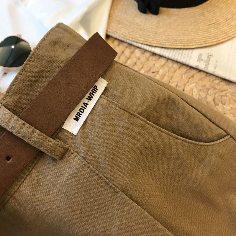 [Delivery belt] Summer new wide leg shorts Thin cotton A-frame shorts Office ladies classic loose casual zipper shorts for women