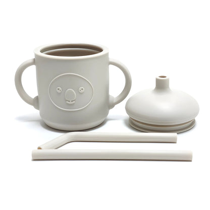 Silicone Learning Mug With Straw Children's Drop Resistant High Temperature Training Cup With Lid Baby Silicone Mug