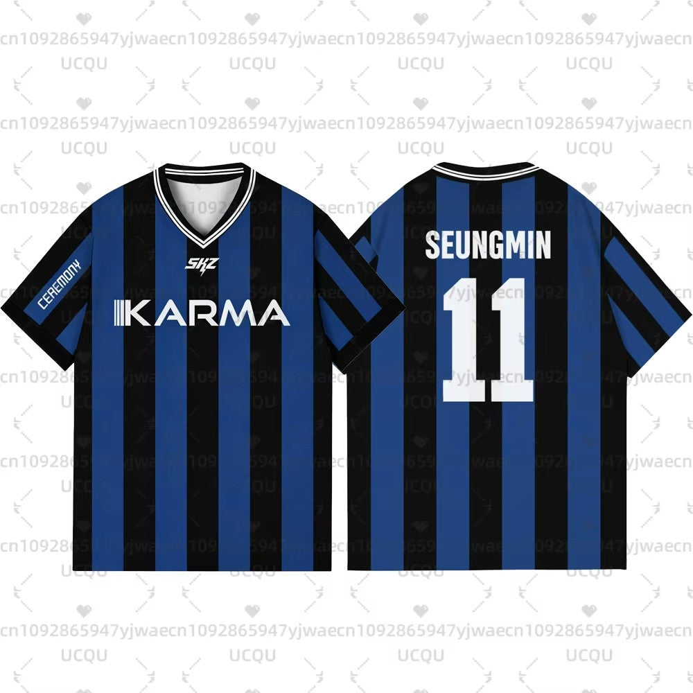 Kpop Stay Karma Album Fans TShirts Felix Bangchan Hyunjin Streetwear Loose Sport Oversize  Short Sleeve T-Shirt For Women Men