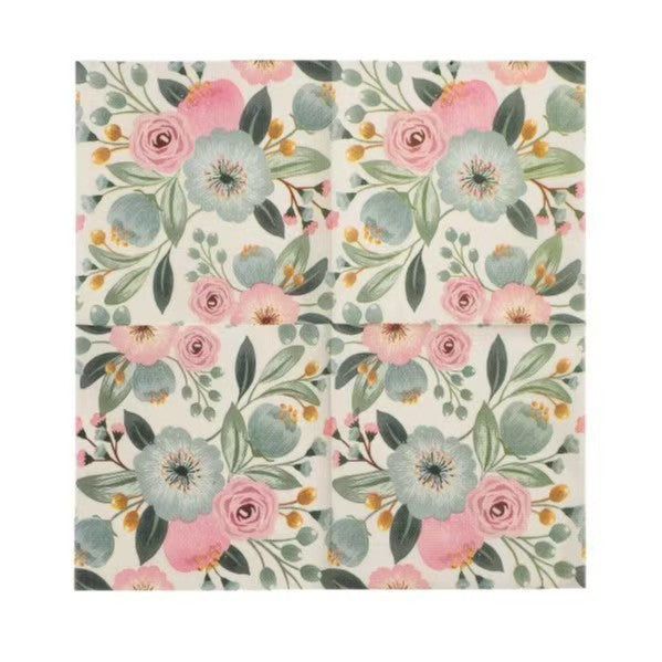 20 pieces per pack of Ins-style gentle country flower napkins, Western cuisine afternoon tea baking decoration paper placemats,
