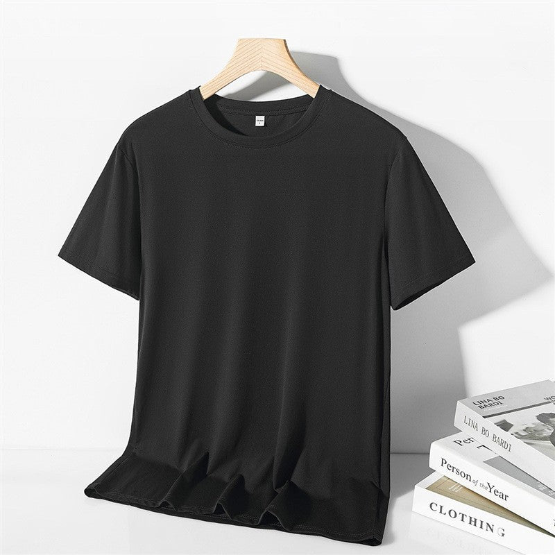 Men's Summer New Ice Silk Short-Sleeved T-Shirt Ice Cool Silk Smooth Men's Thin Top Loose Half-Sleeved Men's Body Shirt Pajamas
