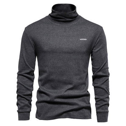 AIOPESON Solid Men T-shirt Casual Long Sleeve Turtleneck Bottoming Shirt for Men Autumn Winter Basic Slim Underwear Shirts Man