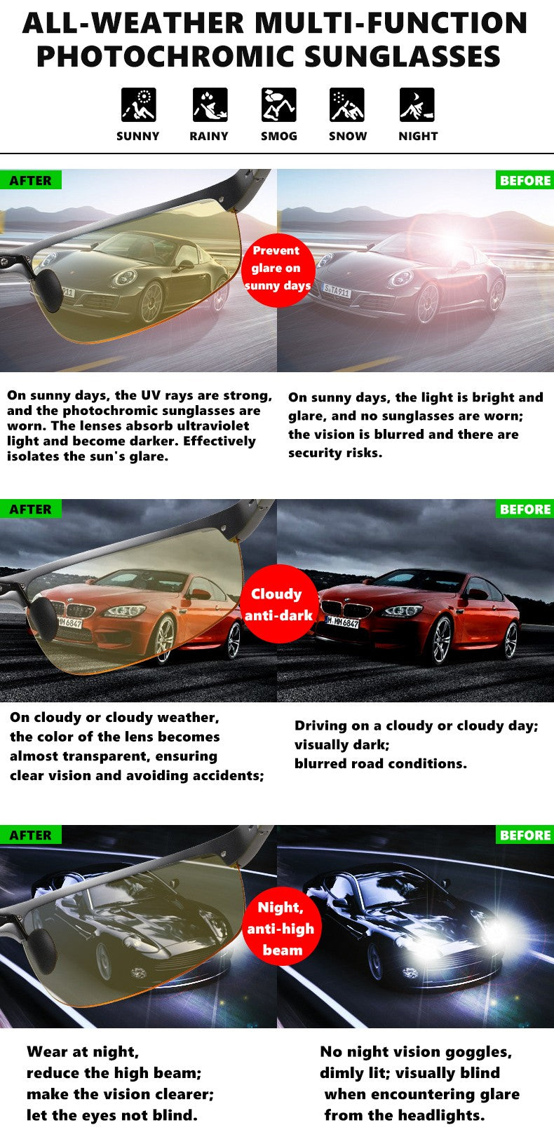 Top Anti-glare Day Night Vision Glasses For Driving Men Polarized Sunglasses Photochromic Driver Goggles Glasses zonnebril heren