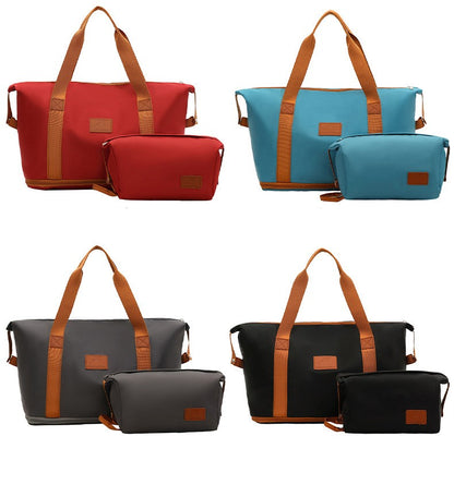 2Pc Multifunctional Travel Duffel Women Weekend Tote Bag Expandable Luggage Handbag Trip Carry On Pack Sports Gym Crossbody Bags