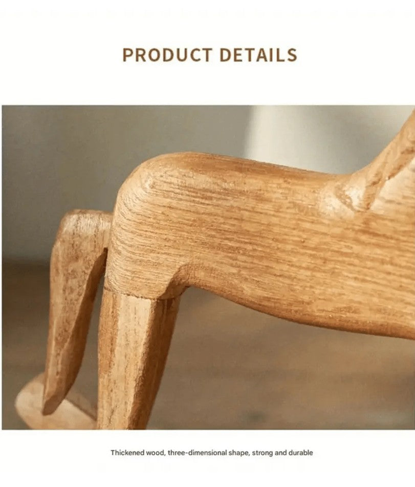 Heirloom Wooden Rocking Horse HandCarved Montessori Nursery Decor with Organic Cotton Bow FSC Oak Toy Non-Toxic Baby Shower Gift
