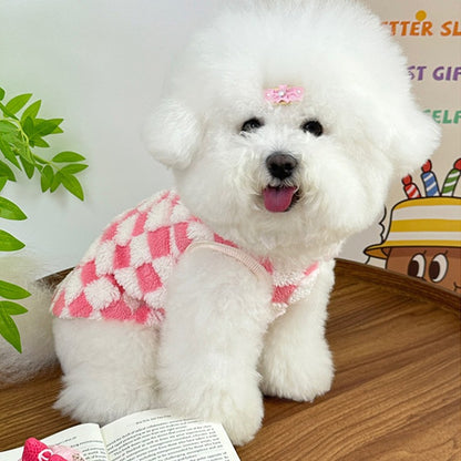 Colete Quente para Cães Outono Inverno, Roupas de Cachorro de Lã, Casaco de Luxo Xadrez para Filhotes, Moletons para Chihuahua Bichon Yorkie, Pulôver para Cães, Casaco para Animais de Estimação