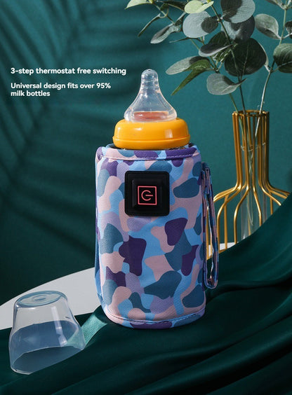 USB Charging Bottle Warmer, Compact Insulated Heating Bag for Diaper Bags, Quick Formula Warming for Outdoor Activities