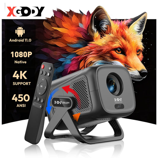 XGODY 300ANSI Projector 4K Beamer Android 11.0 Native 1080P Autofocus  Dual Wifi Bluetooth Home Theater Cinema