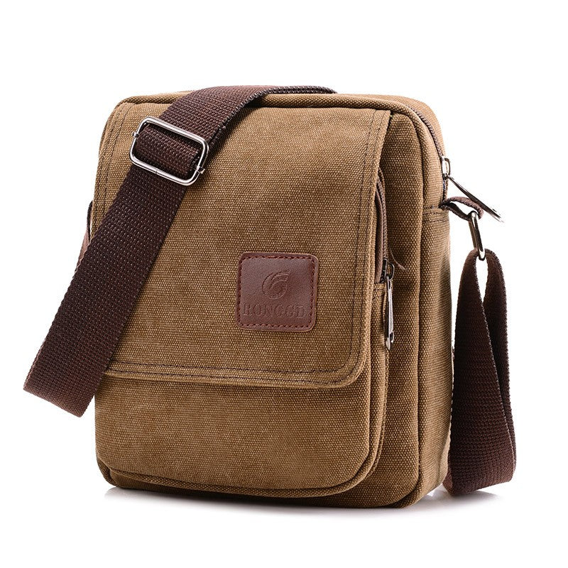 Casual crossbody bag, men's retro canvas crossbody bag, suitable for going out and daily commuting, shoulder bag