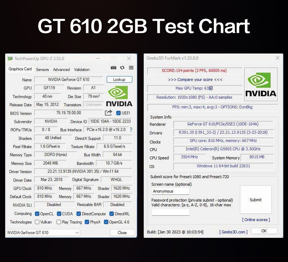 MLLSE GT 610 2GB Graphics Card GDDR3 64Bit DVI VGA PCI-E 2.0 Geforce GPU Gt 610 Gaming Video Card Placa De Video