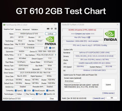MLLSE GT 610 2GB Graphics Card GDDR3 64Bit DVI VGA PCI-E 2.0 Geforce GPU Gt 610 Gaming Video Card Placa De Video