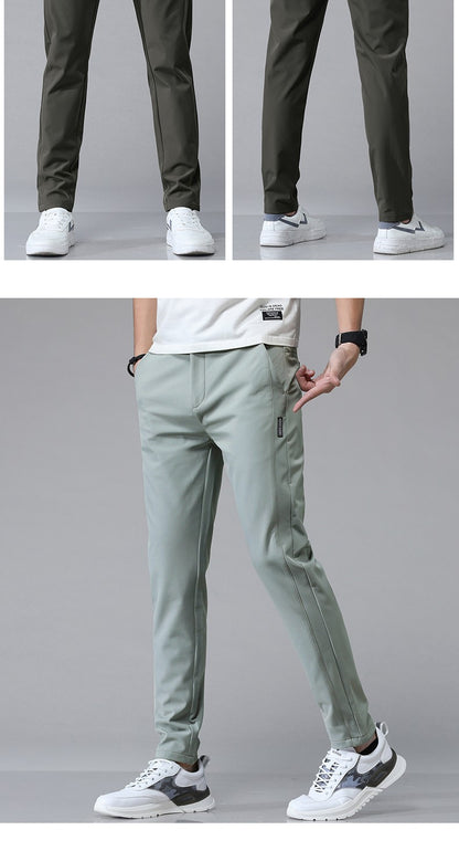 2024 Spring Summer Ultra-thin Men's Stretch Slim Straight Casual Pants High Quality Fashion Breathable Golf Sports Trousers