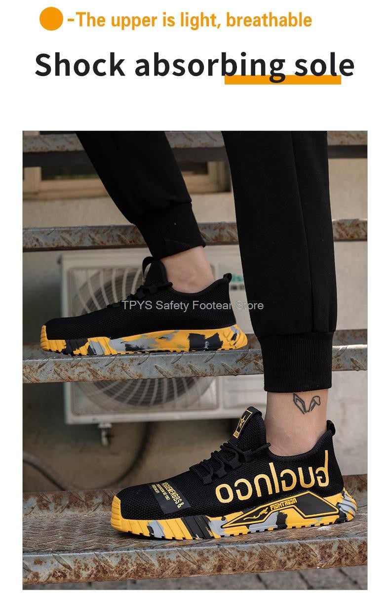 Sapatos de Segurança Leves com Biqueira de Aço Masculinos Antiperfuração Sapatos de Trabalho Masculinos Respiráveis Sapatos Industriais Botas de Segurança de Trabalho Indestrutíveis