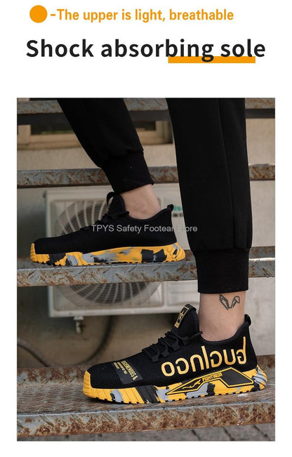 Sapatos de Segurança Leves com Biqueira de Aço Masculinos Antiperfuração Sapatos de Trabalho Masculinos Respiráveis Sapatos Industriais Botas de Segurança de Trabalho Indestrutíveis