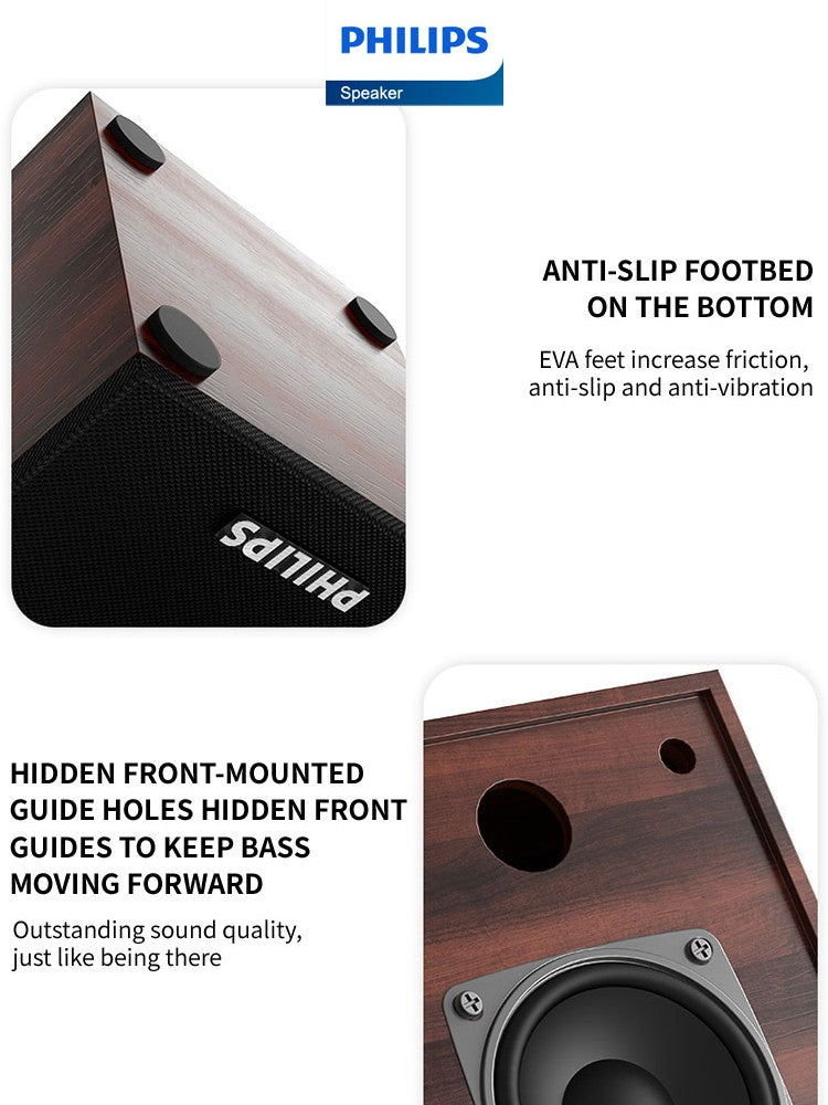 Caixas de Som Bluetooth Philips SPA20 Alto-falante Externo Reprodutor de Música Som Estéreo HiFi Subwoofer para Computador de Mesa Celular