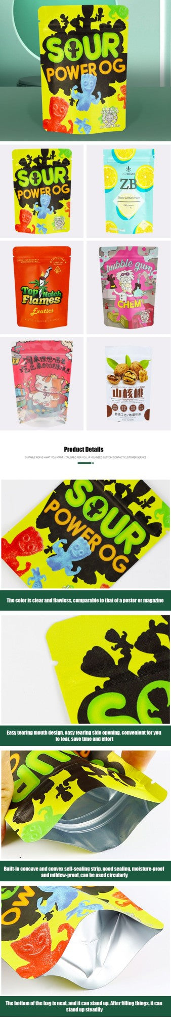 Aluminum Foil Zipper Doypack, Vitamin, Fudge, Candy Bean Bag, Personalized Logo, Storage