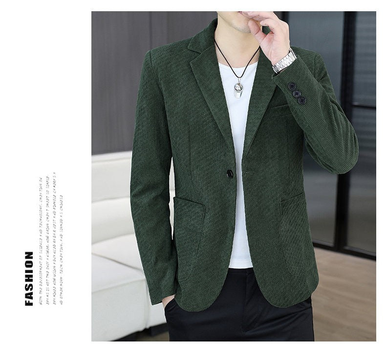 Blazer's New Men's Fashion Outdoor Travel Camping Youth Wedding Hosting Campus Slimming Casual Solid Color Korean Version Blazer