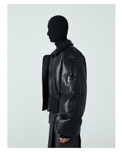 Mauroicardi Autumn Winter Short Thick Warm Black Pu Leather Jacket Men with Long Sleeve Zipper Casual Luxury Designer Clothes