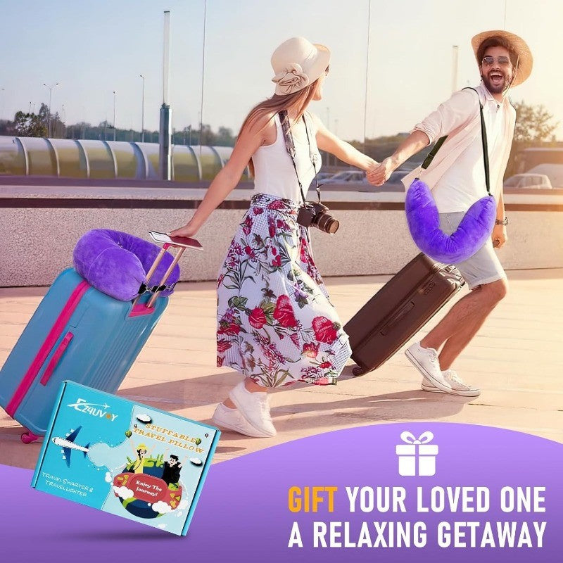 Neck Pillow Travel Pillow Sleeping Pillows Bag with Fillable Cover U Shaped Velvet Pillowcase Storage for Airplane cylinder