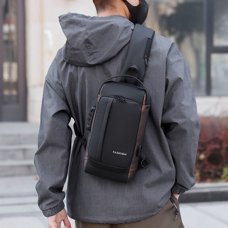 Large Capacity Multifunction Shoulder Crossbody Bag Messenger Chest Sling Travel Pack for Male Men Usb Waterproof Sports Running