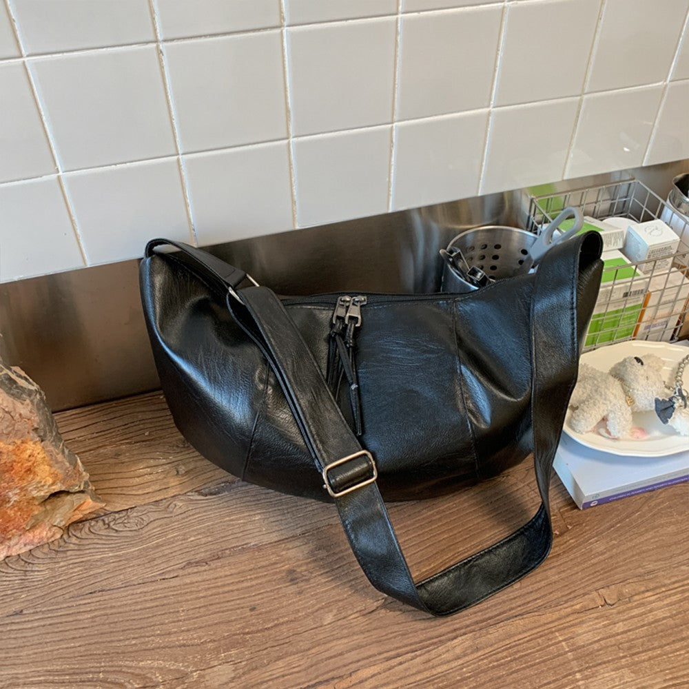 Small Niche Design Women's Large-Capacity Autumn and Winter Versatile Wide-Strap Single Shoulder Crossbody Dumpling Bag