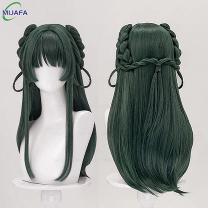 Peruca Cosplay Maomao de Alta Qualidade The Apothecary Diaries Verde Escuro Resistente ao Calor Cabelo Sintético Festa Anime Perucas Mao Mao + Touca de Peruca