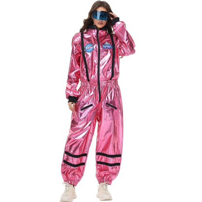 Adult Silver Astronaut Costume Men Women Spaceman Suit Space Jumpsuit Halloween Cosplay Party Dress Up