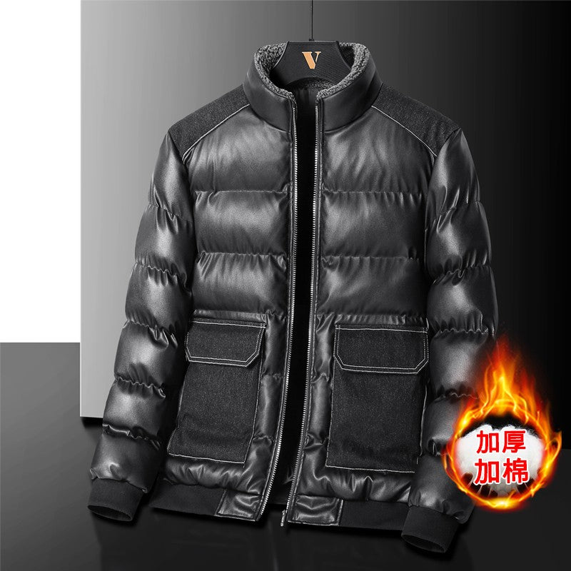 2024 Autumn/Winter New Men's Cowboy Coat Men's Youth Collar Jacket Men Single row Concealed Buckle Casual top big size