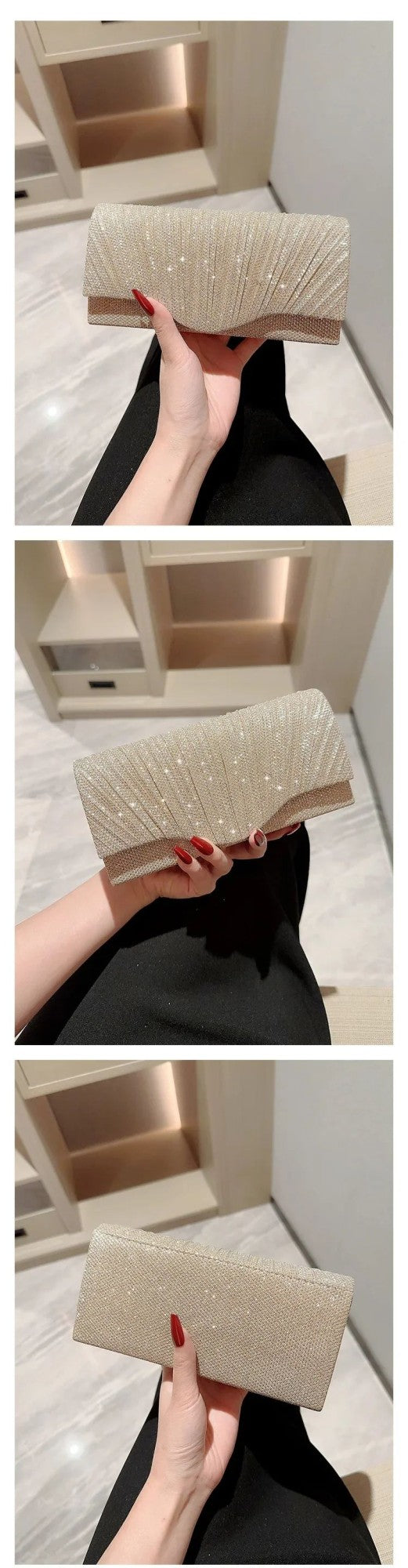 Glitter Ladies Silver Clutch Bag Envelope Evening Bag Fashion Elegant Long Purse Women Chain Shoulder Bags Wedding Party Handbag