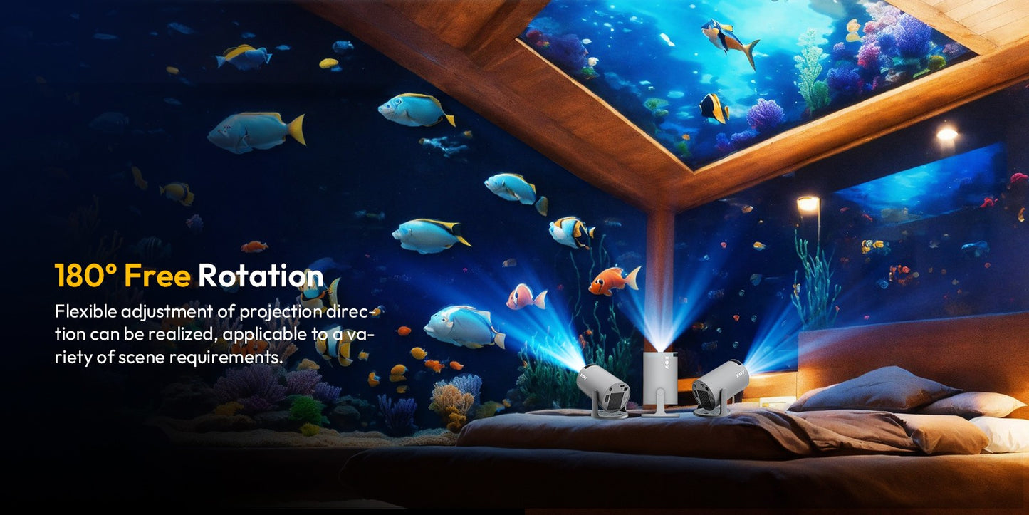 XGODY Projector 4K 260 ANSI Short Throw Mini Portable Projectors Android Beamer Native 720P Dual Wifi6 BT5.4 Home Theater
