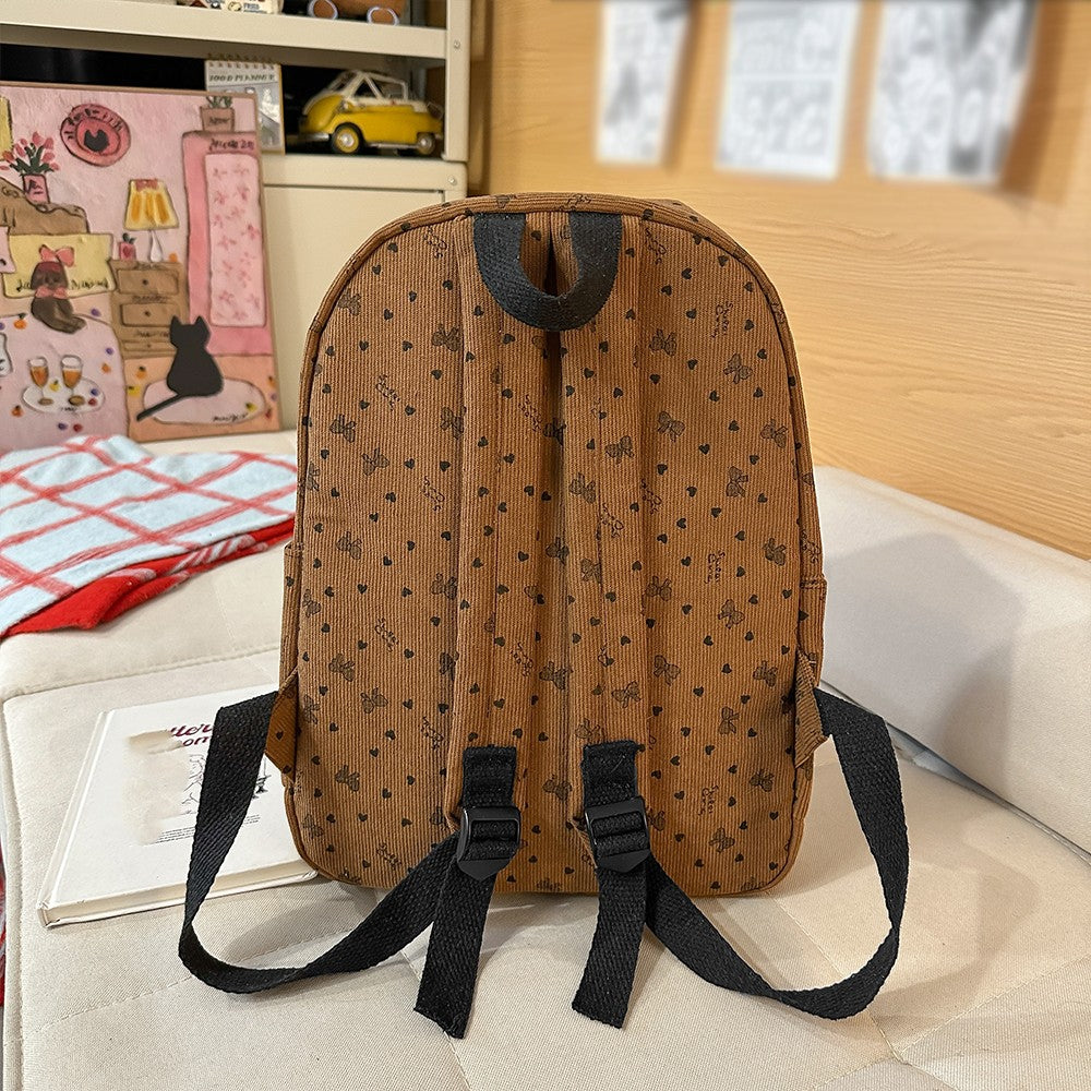 Mochila de Veludo Cotelê Outono Inverno Nova Mochila de Grande Capacidade para Aulas, Deslocamento, Mochila Versátil, Mochila de Viagem ao Ar Livre
