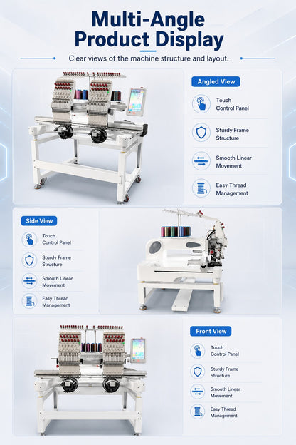 Multi Function 1204 4 Heads 15 Needles Industrial Automatic Computerized 3D Home Use New 1200 RPM Motor Cap Embroidery Machine
