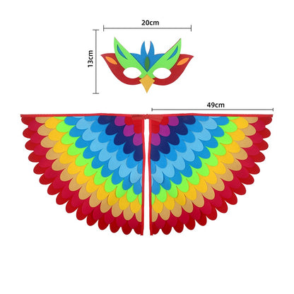 Cute Owl Wings Costume Animal Peacock Pattern Felt Cloak With Matching Mask Performance Props Halloween Carnival Cosplay Cape