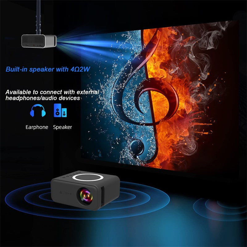 Presente de Halloween: Novo Projetor Portátil YT300 para Entretenimento, 320*240P, Espelhamento de Tela com Fio e Sem Fio, Gadgets Domésticos, Mini Projetor