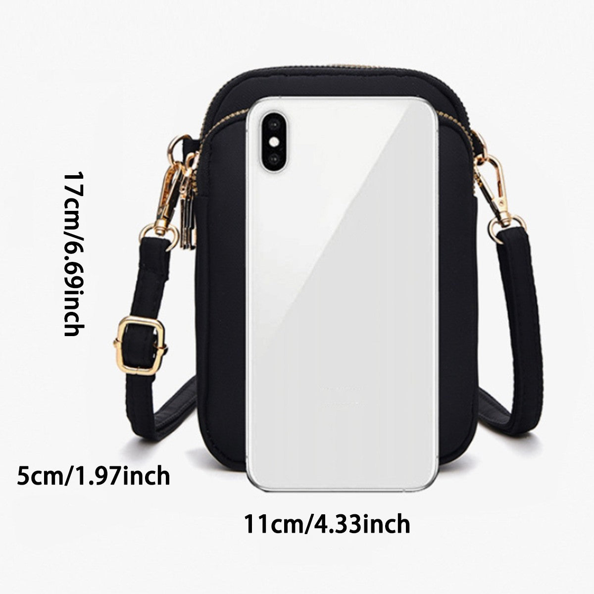 Light luxury mobile phone bag, vertical wallet, lightweight, large capacity, 3-layer storage, crossbody single-shoulder bag