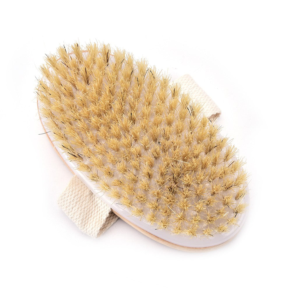 Escova de massagem de cerdas naturais para corpo, seca ou úmida, macia, para SPA, banho e massagem